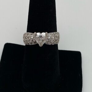 Sterling Silver 925 Heart Cluster Gemstone Ring Sz 8